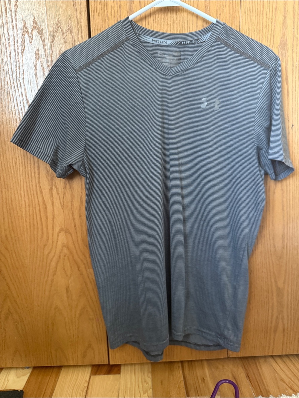 Under Armour Men's Gray Striped V-Neck Performance Tee